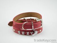 2012 hot sale Crystal  leather dog collars &dog leashes
