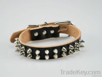 spike  leather dog collars black with best price