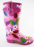 Flower print  ladies rubber rain boots