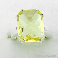 wholesale crystal jewelry 925 sterling silver plated citrine wedding r