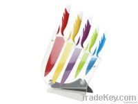 colored nonstick knife sets with acrylic block