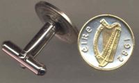 Irish half penny Gold figured "Harp" cufflinks