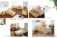 Pine kids children furniture bedroom colorful beds wardrobe wood OEM