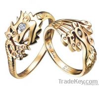 18K Gold and Diamond Ring Prosperity brought by the dragon nad phoenix