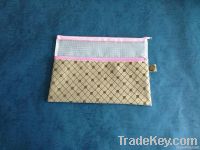 PVC & oxford-cloth mesh double-zippers bag