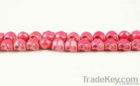 Hot Pink Synthetic Magnesite Skull Beads
