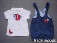 Fashion girl's 2pcs suit set tops with suspenders pants for kids wear