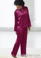 ladies' long-sleeve silk pajamas