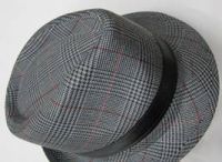Wholesale Fedora Hats Wholesale, Plaid with Solid Hat Band Fedora Hats