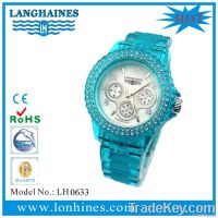 fashion plastic watch with diamond