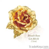 24K Gold Foil Rose Brooch