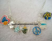 Charms of heart, cat, star, wing, peace, butterfly, flower
