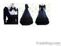 Black and White Cotton Gothic Lolita Dress Cosplay Costume