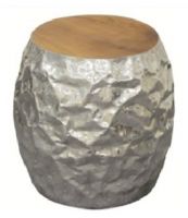 stool with aluminium and Teak wood