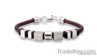 Leather Bracelet with Stainless Steel Parts