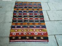 Hand made small semi old brocaded Turkish kilim