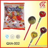 21g Double Colors Fruity Bubble Gum Lollipop