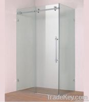 rectangular frameless 10mm glass hanging wheel shower enclosure