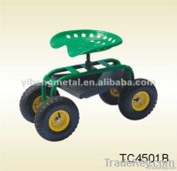 Tractor Style Rolling Garden Seat On Wheels With Tool Tray