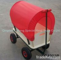 Wooden Bollergen Kids Hand Wagon With Awning