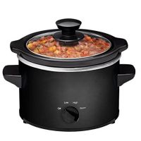 Small Slow Cooker, 2Qt/1.8L, Upgraded Ceramic Pot, Adjustable Temp, Nutrient Loss Reduction, Stainless Steel, Black, Round