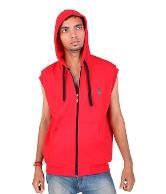 Posh 7 Sleeveless Red Hooded Sweatshirt