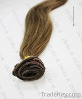 100% human remy straight clip hair extensions