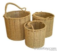 Set of 3 Seagrass Laundry Hamper HL_LA0028