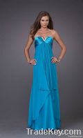 Gorgeous Strapless V Neck Open Back Chiffon Prom Gown