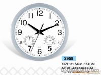 plastic wall clock with thermometer and hygrometer