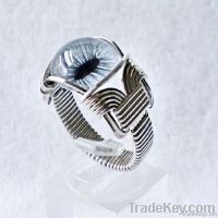 Custom Made to Order Sterling Silver Taxidermist Glass Eye Ring