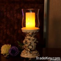 Antique angel polyresin candle holder with LED wax candle