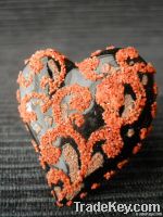 Rosso Corallo - Anello Cuore Ceramica Nera 2510n