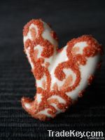 Rosso Corallo - Anello Cuoricino Ceramica Bianca