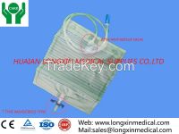 2000ml disposable urine drainage bag with outlet ,T type valve ,without outlet/valve