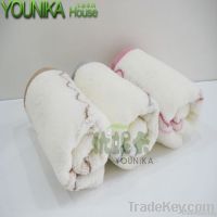 cotton bleach satin-border and jacquard face towel