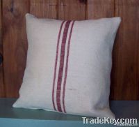 French Vintage Linen Silk Screen Printed Cushion Cover
