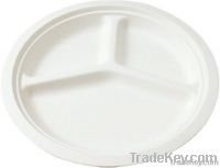 biodegradable disposable tableware--10inch plate with 3 food space