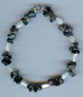 Snowflake Obsidian and Mother of Pearl Bracelet