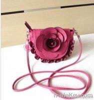 PU leather camellia japonica flower shape women purse bag
