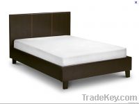 wooden leather bed