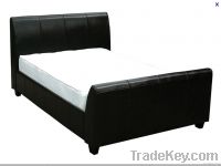 wooden leather bed