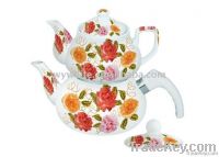 2.1L porcelain enamel kettle+0.85L porcelain teapot