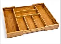 Bamboo Wooden Kitchen Adjustable Compartment Drawer Organizer