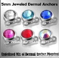 micro dermal anchors body piercing jewelry with crystal tone