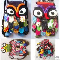 Thai Handmade Patchwork Owl Backpack Bags Purse Bag