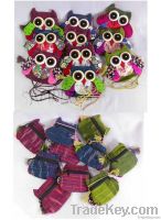 Hanging Bag Mini Zipper Owl Bag Purse Wallet Thai Handmade New