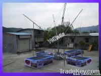 4 in 1 motor bungee trampoline, 4 station jumping trampoline with trailer, customized made bungee jumping
