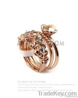 high quality alloy with 14k rose gold plated flower design fashion rin
