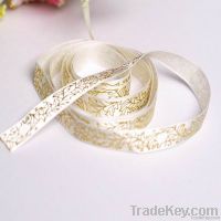 Golden foil print satin ribbon